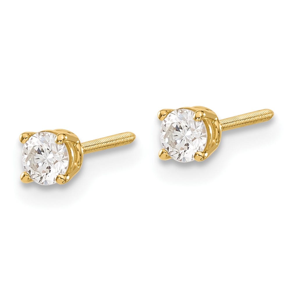 14K Yellow Gold 1/3 ct SI3 G-I Diamond Screw Back Stud Earrings