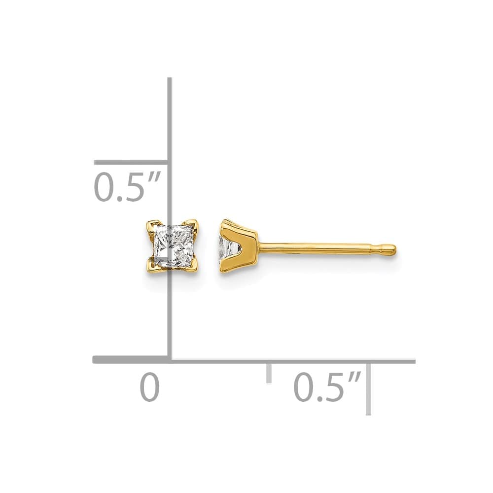 14K Yellow Gold 1/3 ct SI3 G-I Princess-Cut Diamond Studs