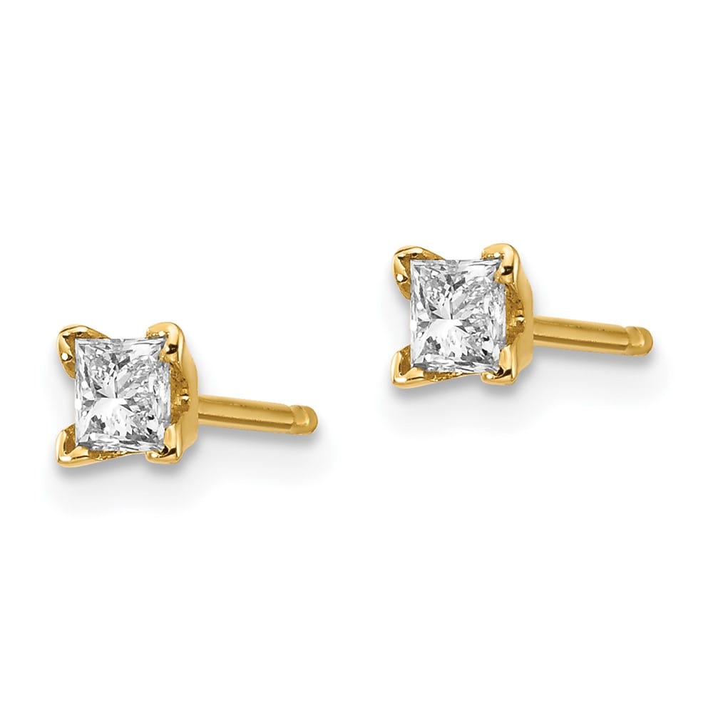 14K Yellow Gold 1/3 ct SI3 G-I Princess-Cut Diamond Studs