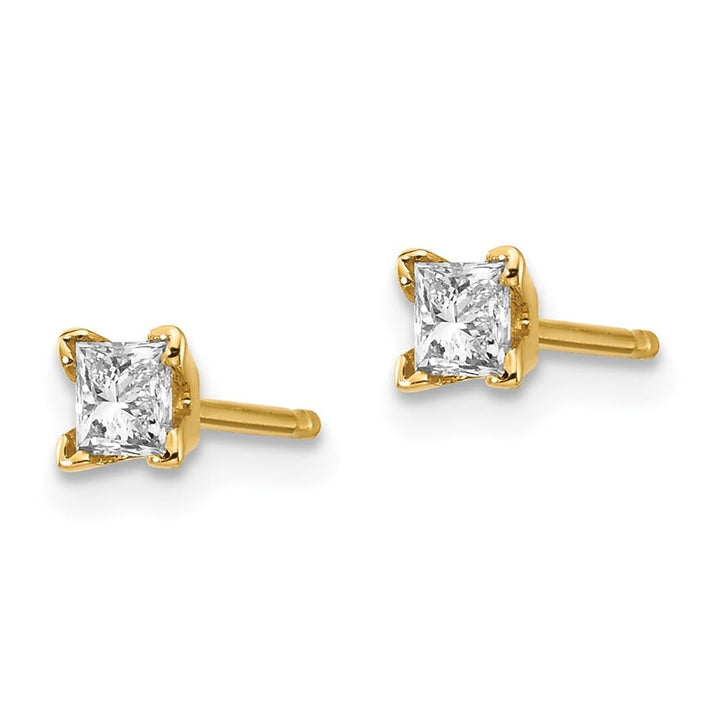 14K Yellow Gold 1/3 ct SI3 G-I Princess-Cut Diamond Studs