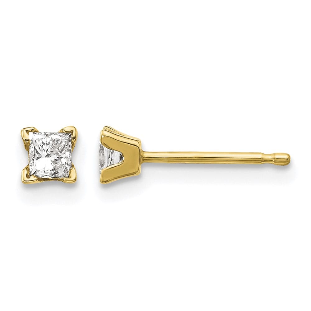 14K Yellow Gold 1/3 ct SI3 G-I Princess-Cut Diamond Studs