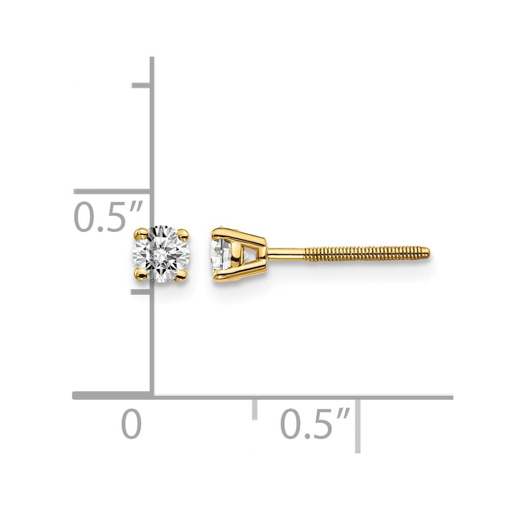 14K Yellow Gold 1/3 ct VS2/SI1 G-I Diamond Screw Back Stud Earrings