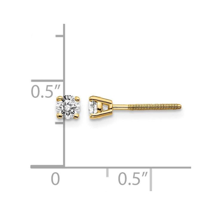 14K Yellow Gold 1/3 ct VS2/SI1 G-I Diamond Screw Back Stud Earrings