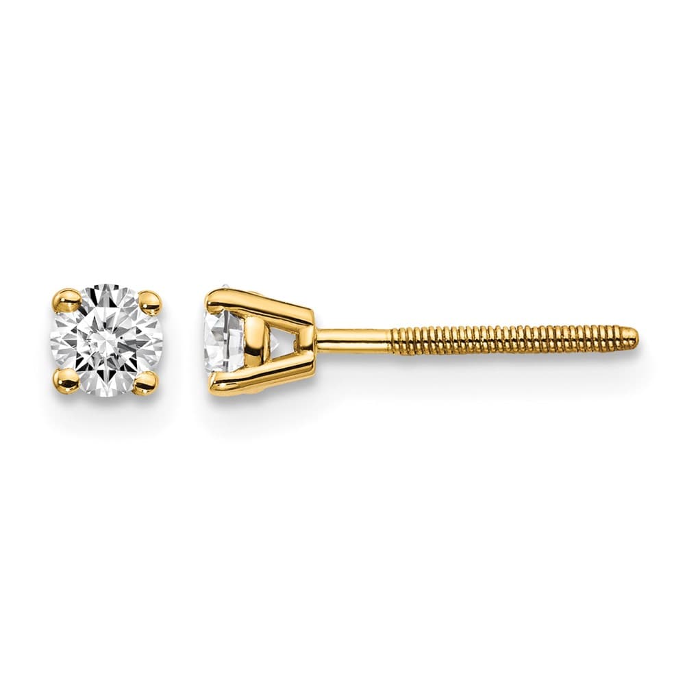 14K Yellow Gold 1/3 ct VS2/SI1 G-I Diamond Screw Back Stud Earrings