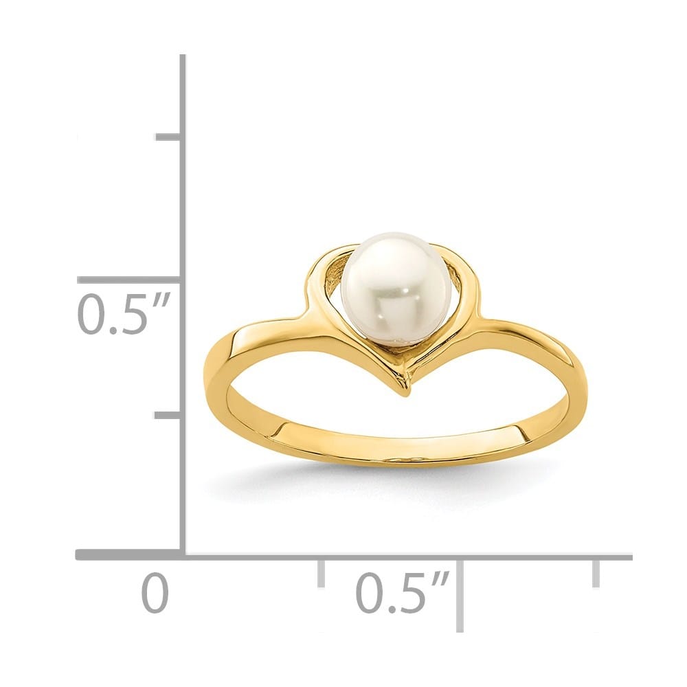 14k Yellow Gold 1.3 mm White Button Freshwater Cultured Pearl Ring Refundable Stock Size 4 Only