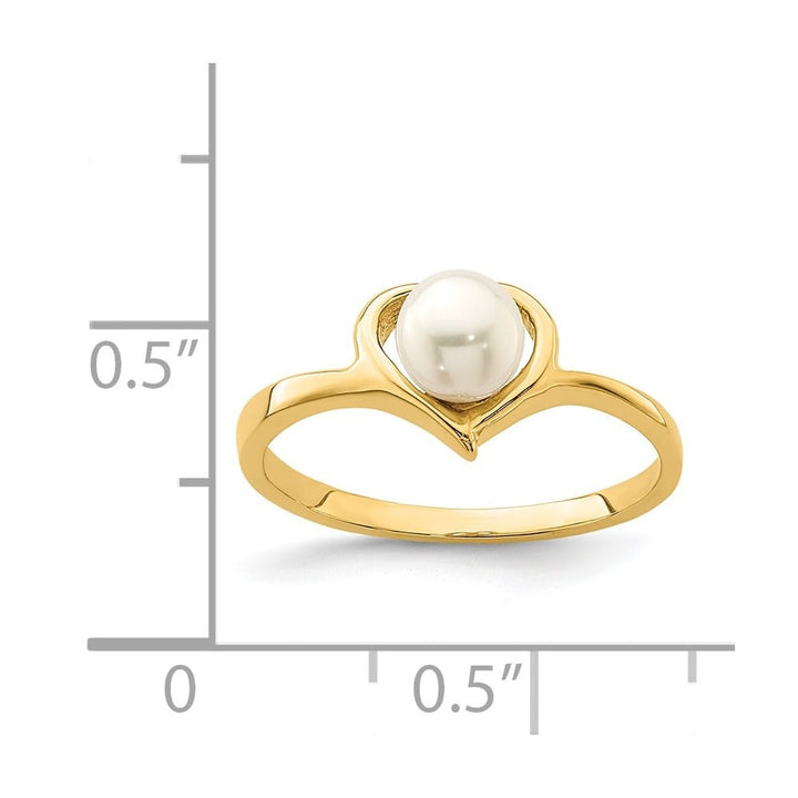 14k Yellow Gold 1.3 mm White Button Freshwater Cultured Pearl Ring Refundable Stock Size 4 Only