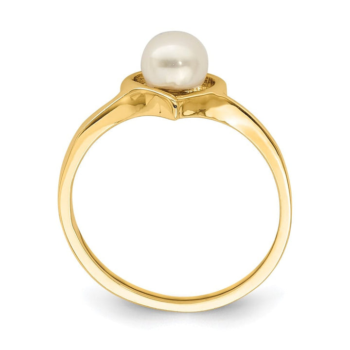 14k Yellow Gold 1.3 mm White Button Freshwater Cultured Pearl Ring Refundable Stock Size 4 Only
