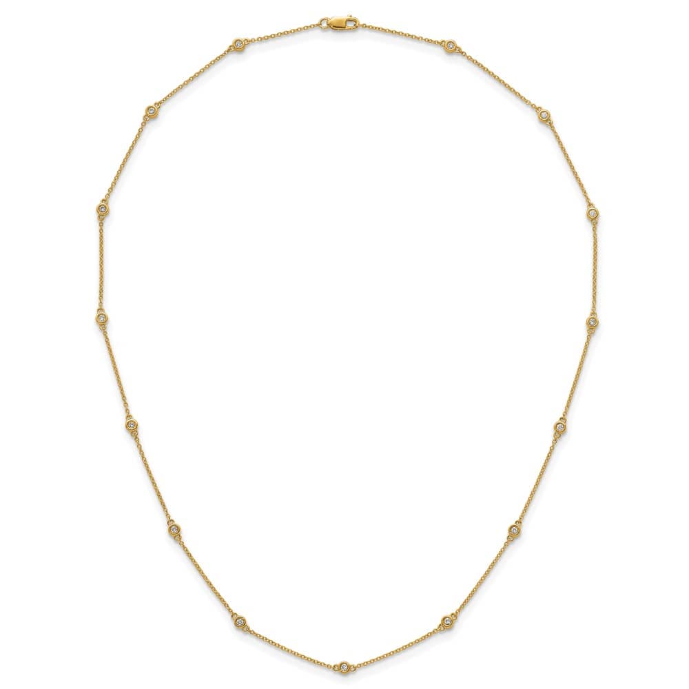 14K Yellow Gold 1/4 carat Diamond Chain 15-Station 18 inch Necklace