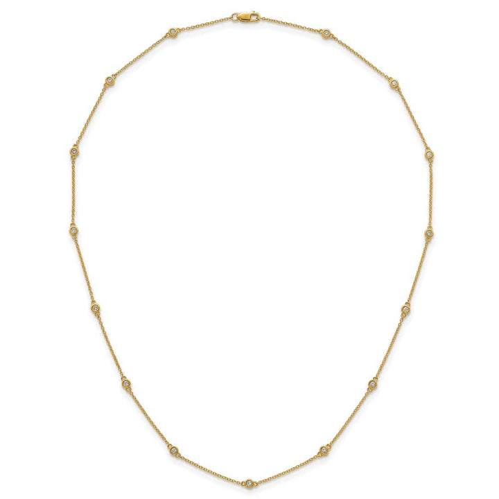 14K Yellow Gold 1/4 carat Diamond Chain 15-Station 18 inch Necklace