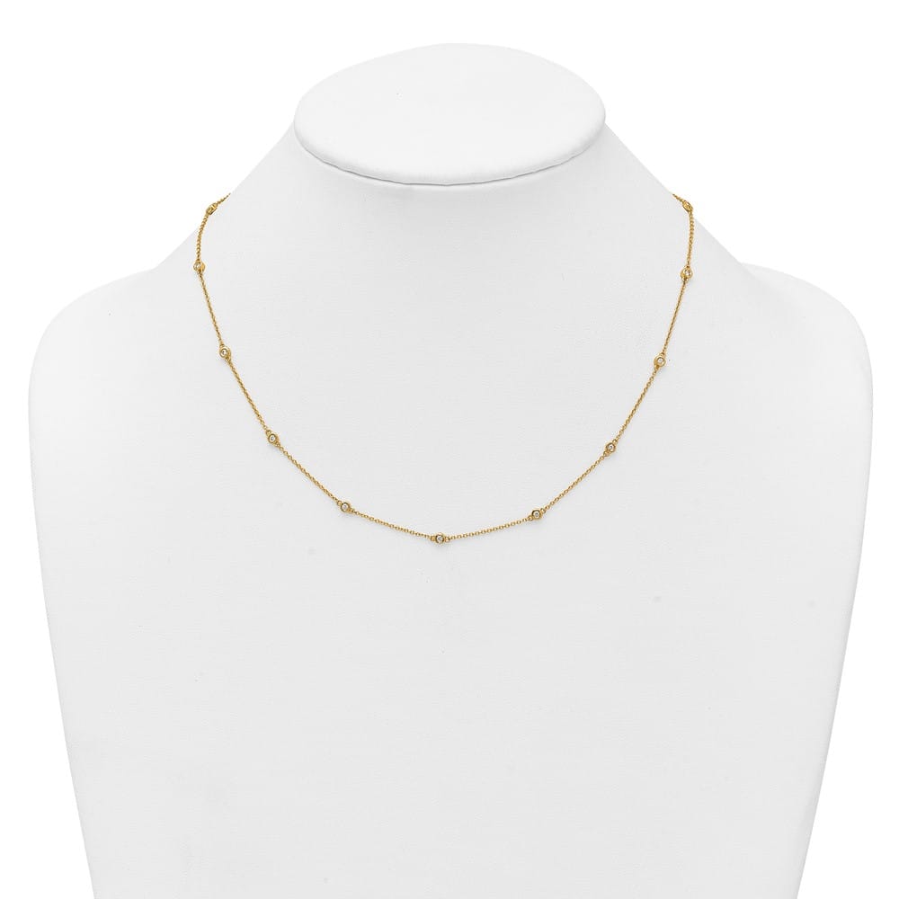 14K Yellow Gold 1/4 carat Diamond Chain 15-Station 18 inch Necklace