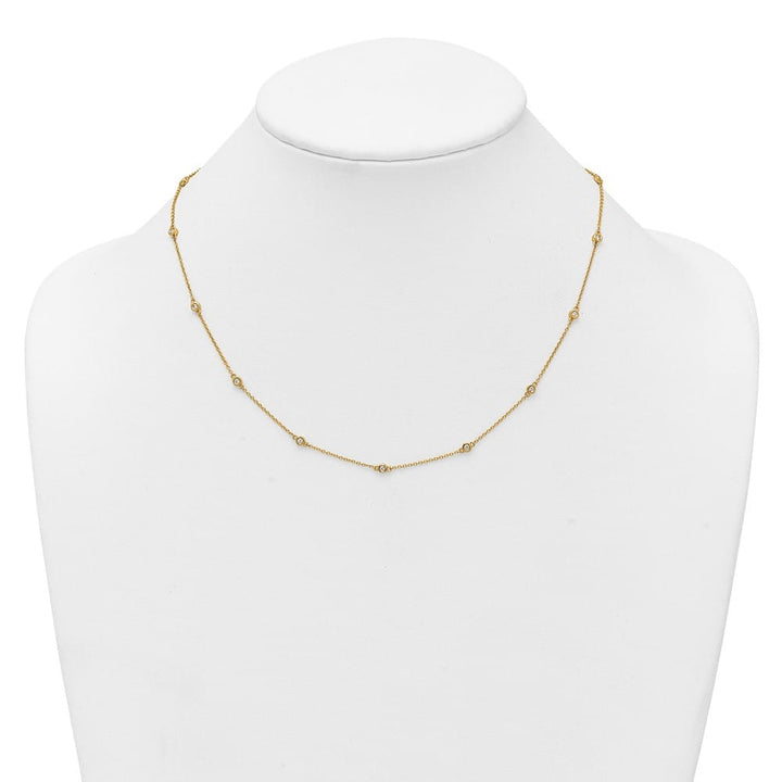 14K Yellow Gold 1/4 carat Diamond Chain 15-Station 18 inch Necklace