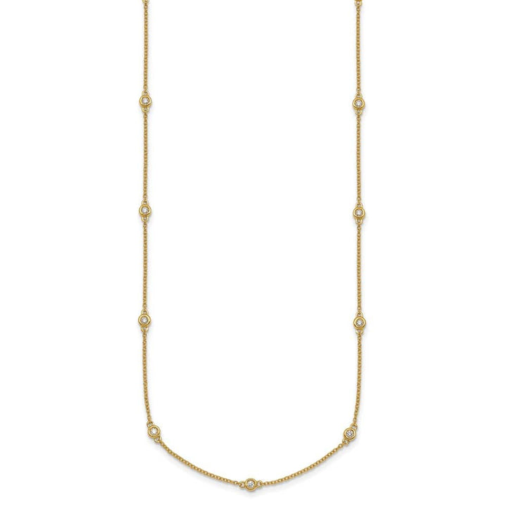 14K Yellow Gold 1/4 carat Diamond Chain 15-Station 18 inch Necklace