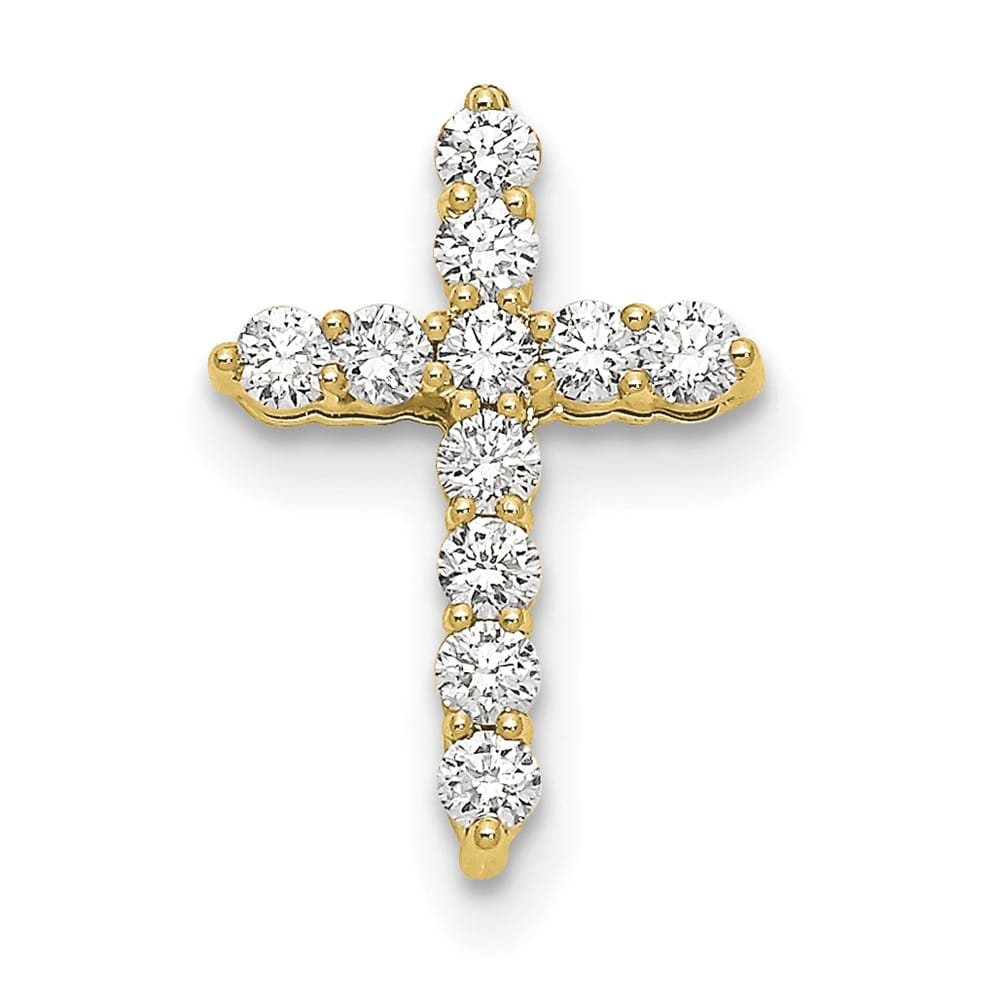 14K Yellow Gold 1/4 carat Diamond Cross Pendant 18 inch Necklace