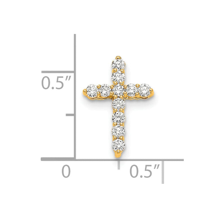 14K Yellow Gold 1/4 carat Diamond Cross Pendant 18 inch Necklace