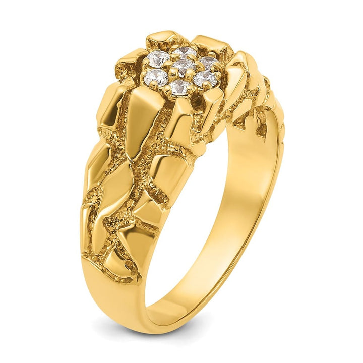 14k Yellow Gold 1/4 Carat Diamond Nugget Cluster Men's Ring