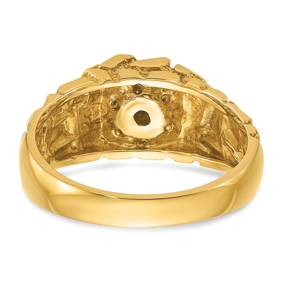 14k Yellow Gold 1/4 Carat Diamond Nugget Cluster Men's Ring