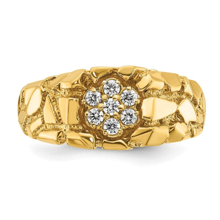 14k Yellow Gold 1/4 Carat Diamond Nugget Cluster Men's Ring