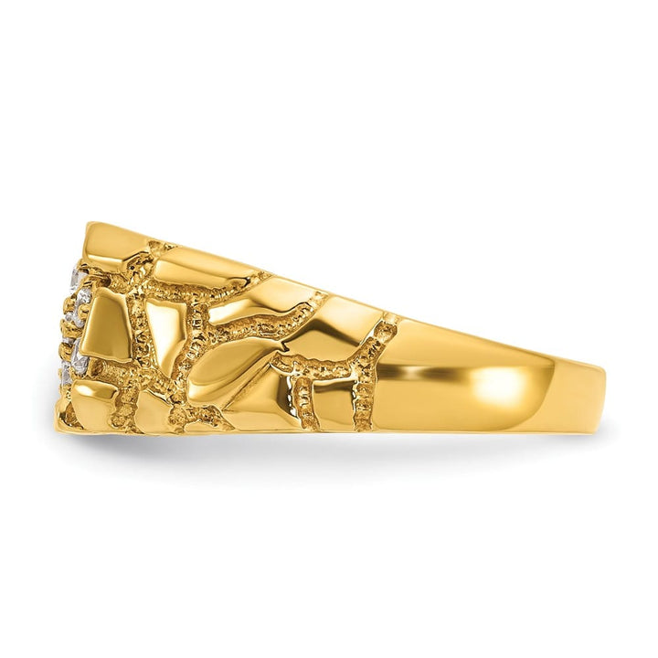 14k Yellow Gold 1/4 Carat Diamond Nugget Cluster Men's Ring