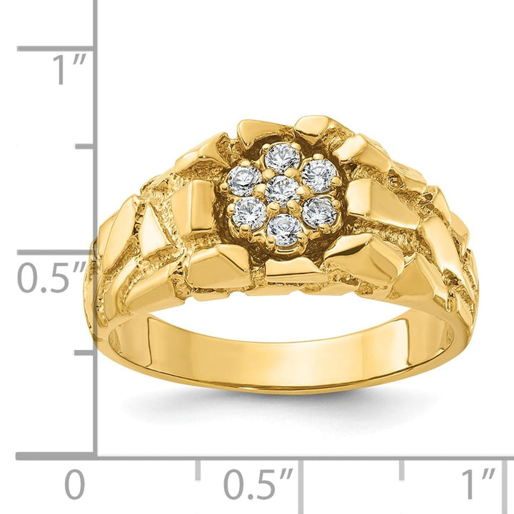 14k Yellow Gold 1/4 Carat Diamond Nugget Cluster Men's Ring