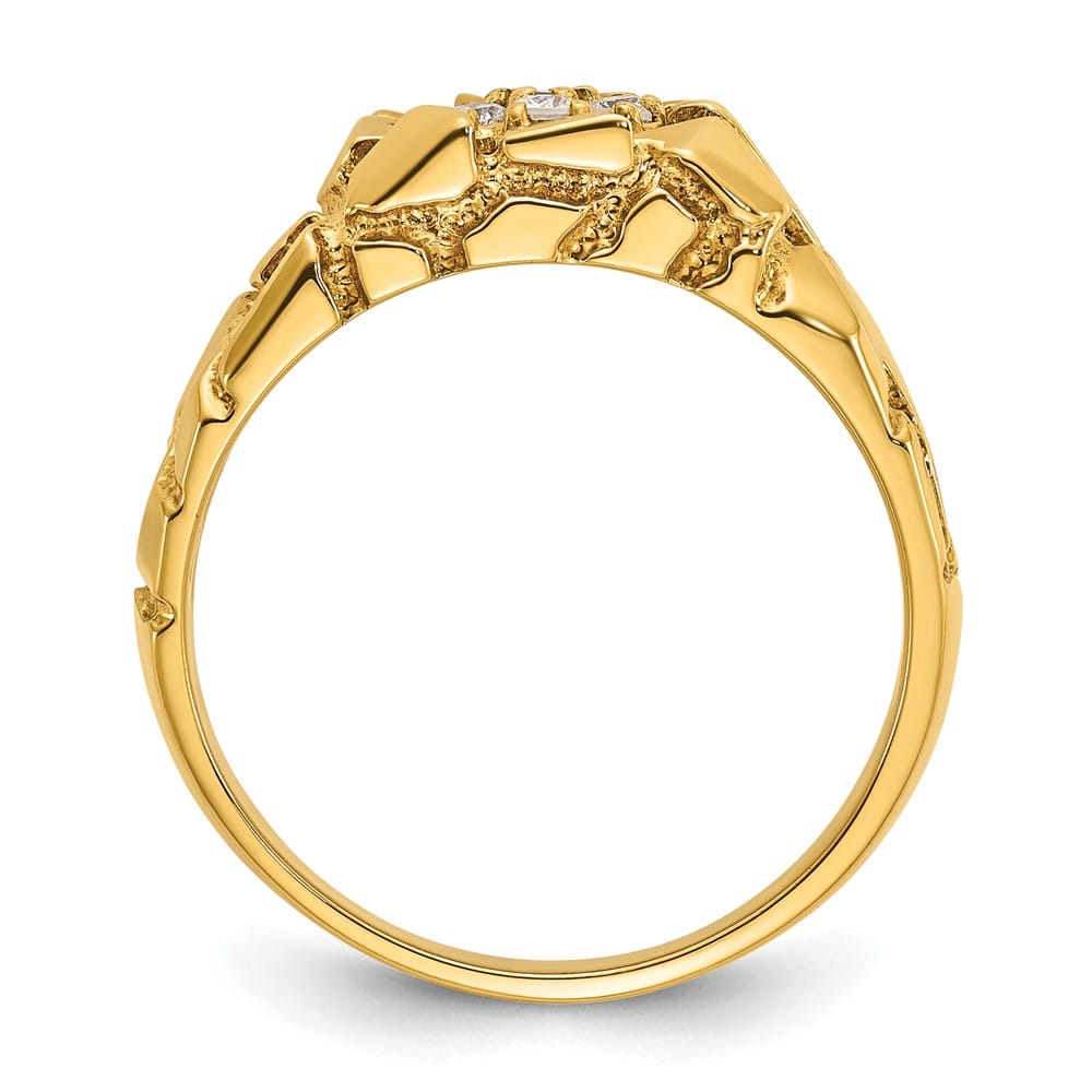 14k Yellow Gold 1/4 Carat Diamond Nugget Cluster Men's Ring