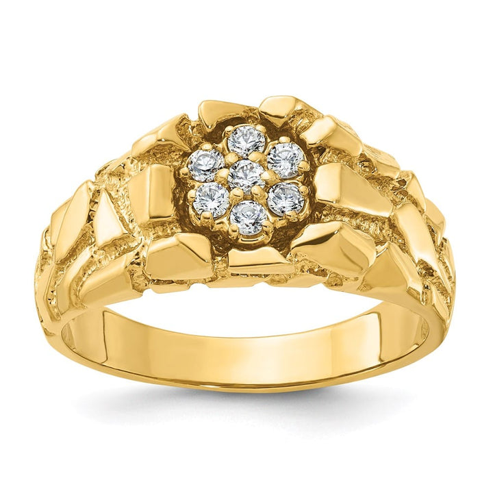 14k Yellow Gold 1/4 Carat Diamond Nugget Cluster Men's Ring