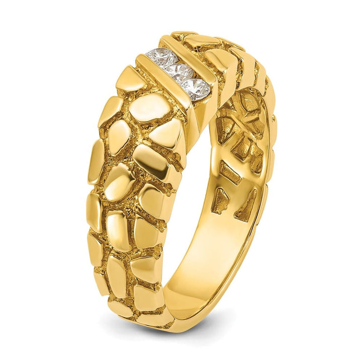 14k Yellow Gold 1/4 Carat Diamond Nugget Men's Ring
