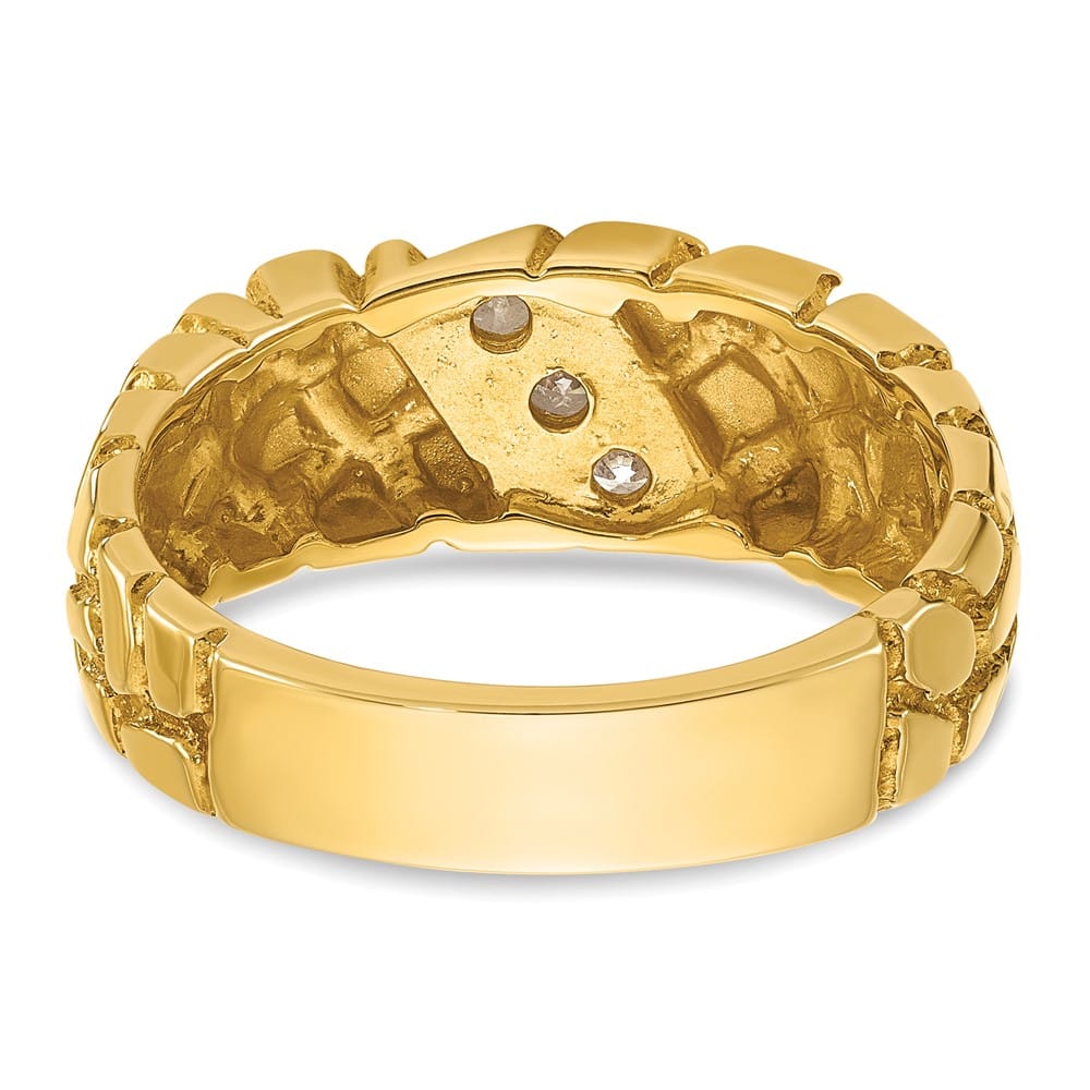 14k Yellow Gold 1/4 Carat Diamond Nugget Men's Ring