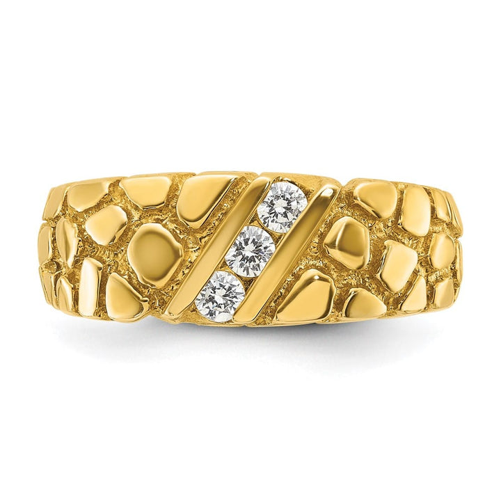 14k Yellow Gold 1/4 Carat Diamond Nugget Men's Ring