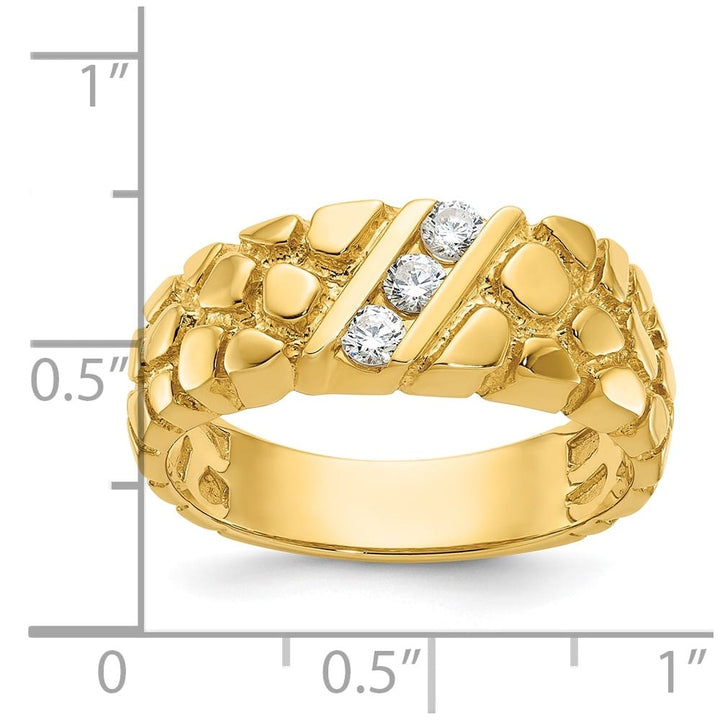 14k Yellow Gold 1/4 Carat Diamond Nugget Men's Ring