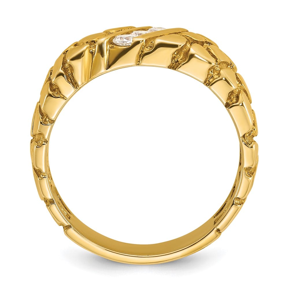 14k Yellow Gold 1/4 Carat Diamond Nugget Men's Ring