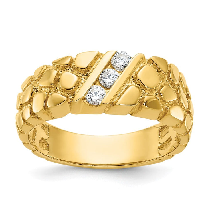 14k Yellow Gold 1/4 Carat Diamond Nugget Men's Ring