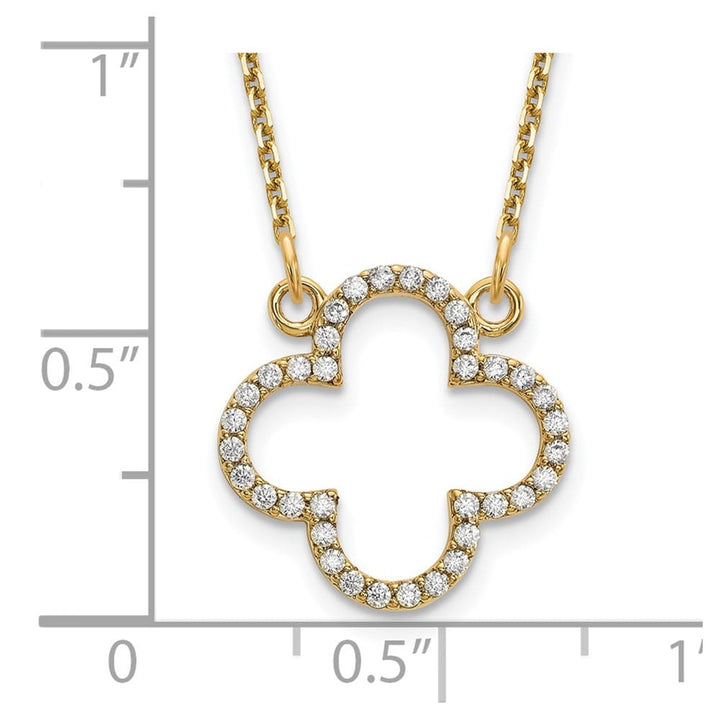 14K Yellow Gold 1/4 carat Diamond Quatrefoil Design 18 inch Necklace