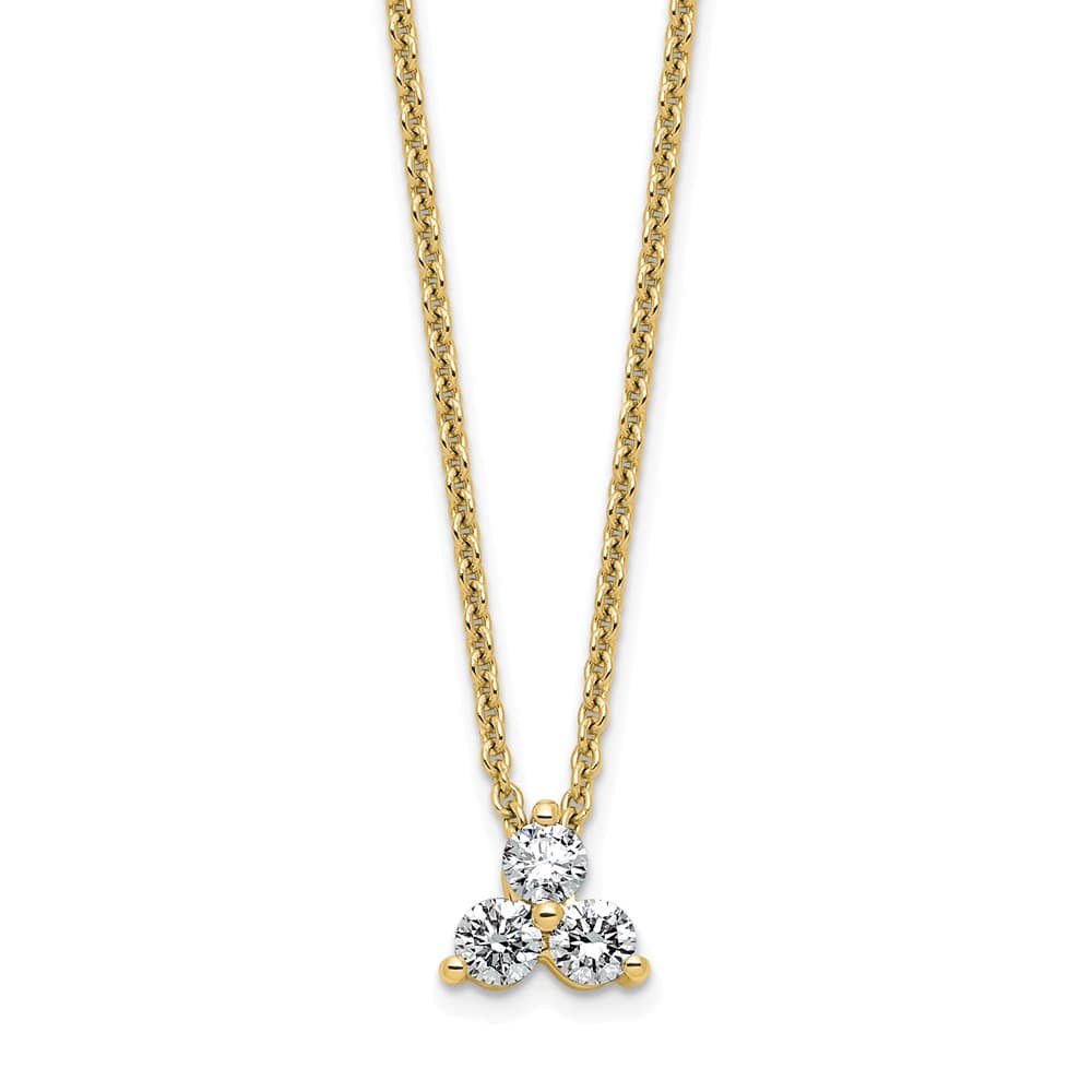 14K Yellow Gold 1/4 carat Lab Grown Diamond Cluster 18 inch Necklace
