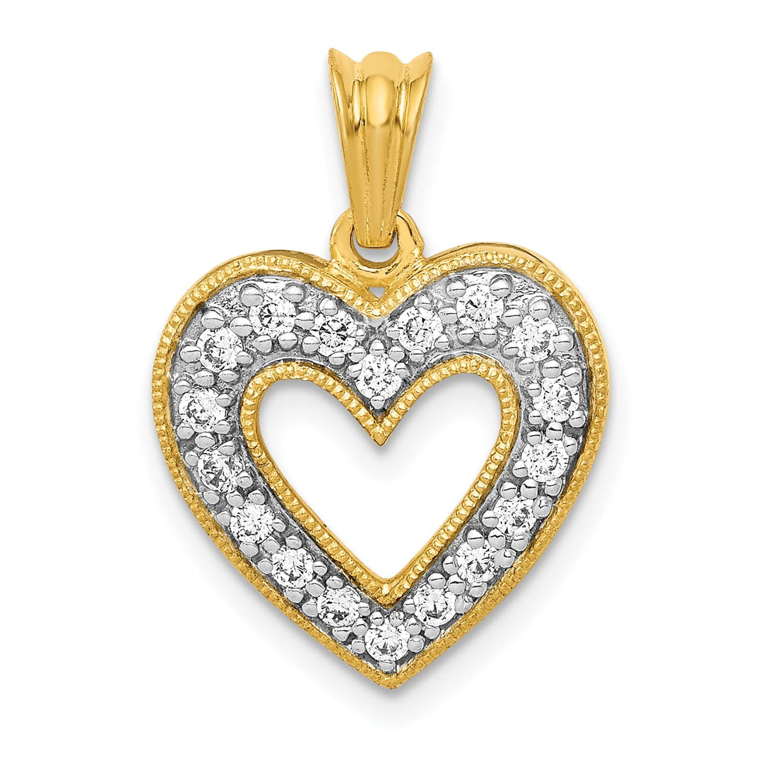 14K Yellow Gold 1/4 carat Lab Grown Diamond Complete Heart Pendant