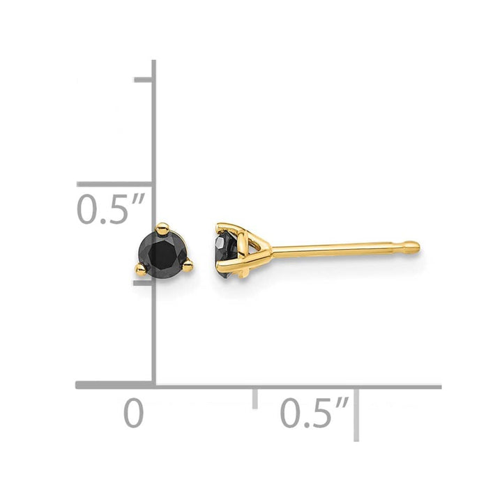 14K Yellow Gold 1/4 ct Black Diamond Stud Earrings
