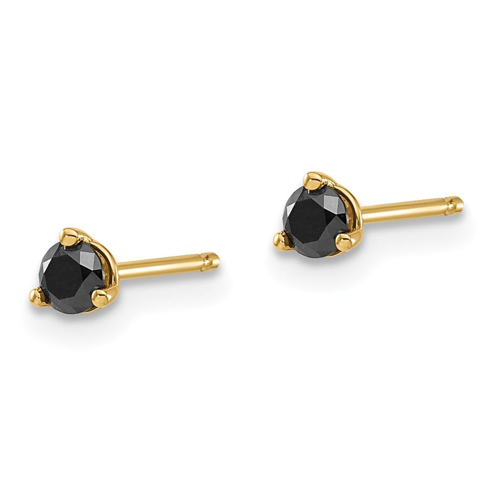 14K Yellow Gold 1/4 ct Black Diamond Stud Earrings