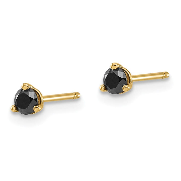 14K Yellow Gold 1/4 ct Black Diamond Stud Earrings