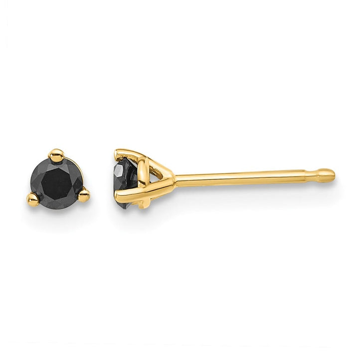 14K Yellow Gold 1/4 ct Black Diamond Stud Earrings