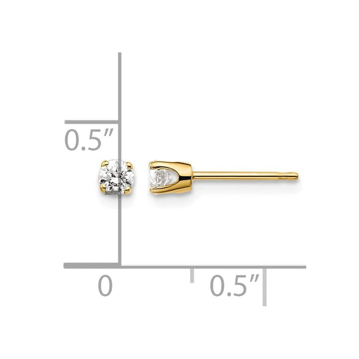 14K Yellow Gold 1/4 ct I2 K-L Diamond Push Back Stud Earrings