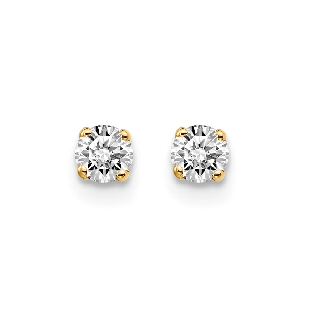 14K Yellow Gold 1/4 ct I2 K-L Diamond Push Back Stud Earrings