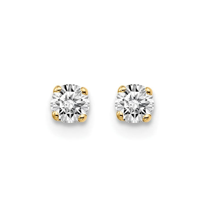 14K Yellow Gold 1/4 ct I2 K-L Diamond Push Back Stud Earrings