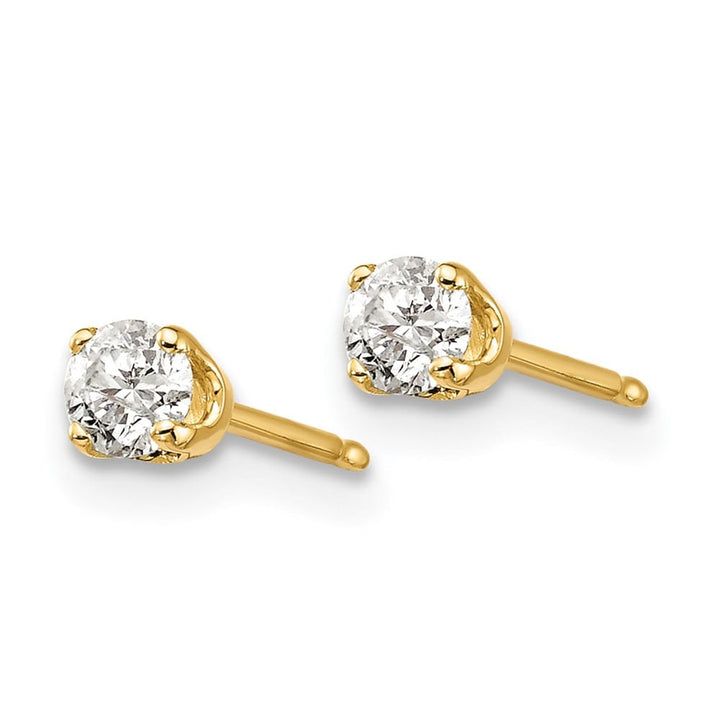 14K Yellow Gold 1/4 ct I2 K-L Diamond Push Back Stud Earrings