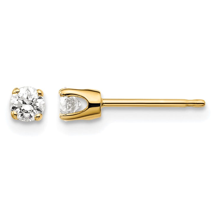 14K Yellow Gold 1/4 ct I2 K-L Diamond Push Back Stud Earrings