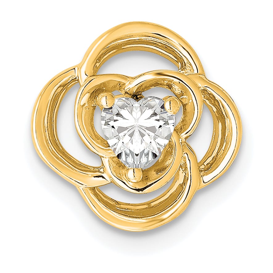 14K Yellow Gold 1/4 ct Lab Grown Diamond Complete Flower Slide Pendant