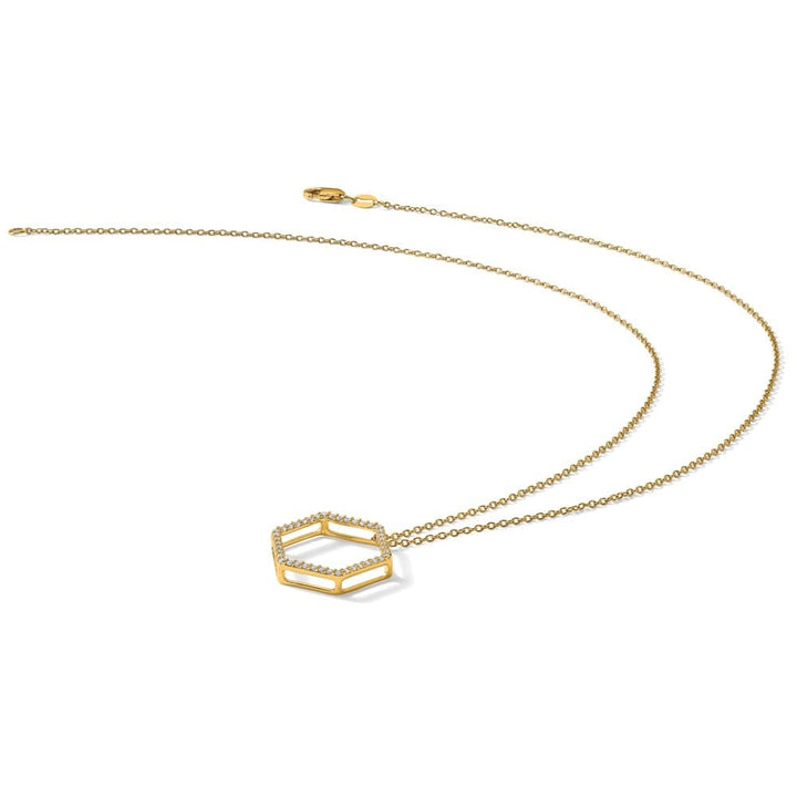 14K Yellow Gold 1/4 ct Lab Grown Diamond Hexagon 18 inch Necklace