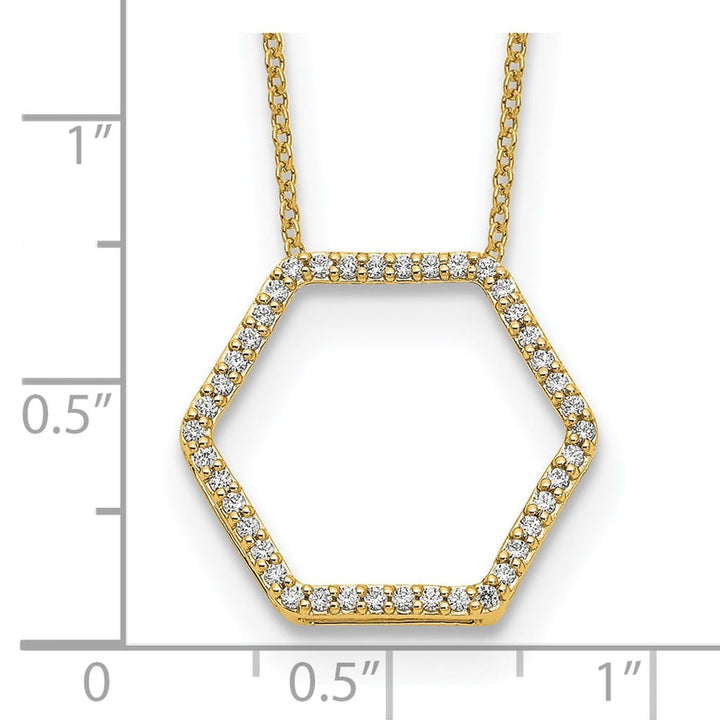 14K Yellow Gold 1/4 ct Lab Grown Diamond Hexagon 18 inch Necklace