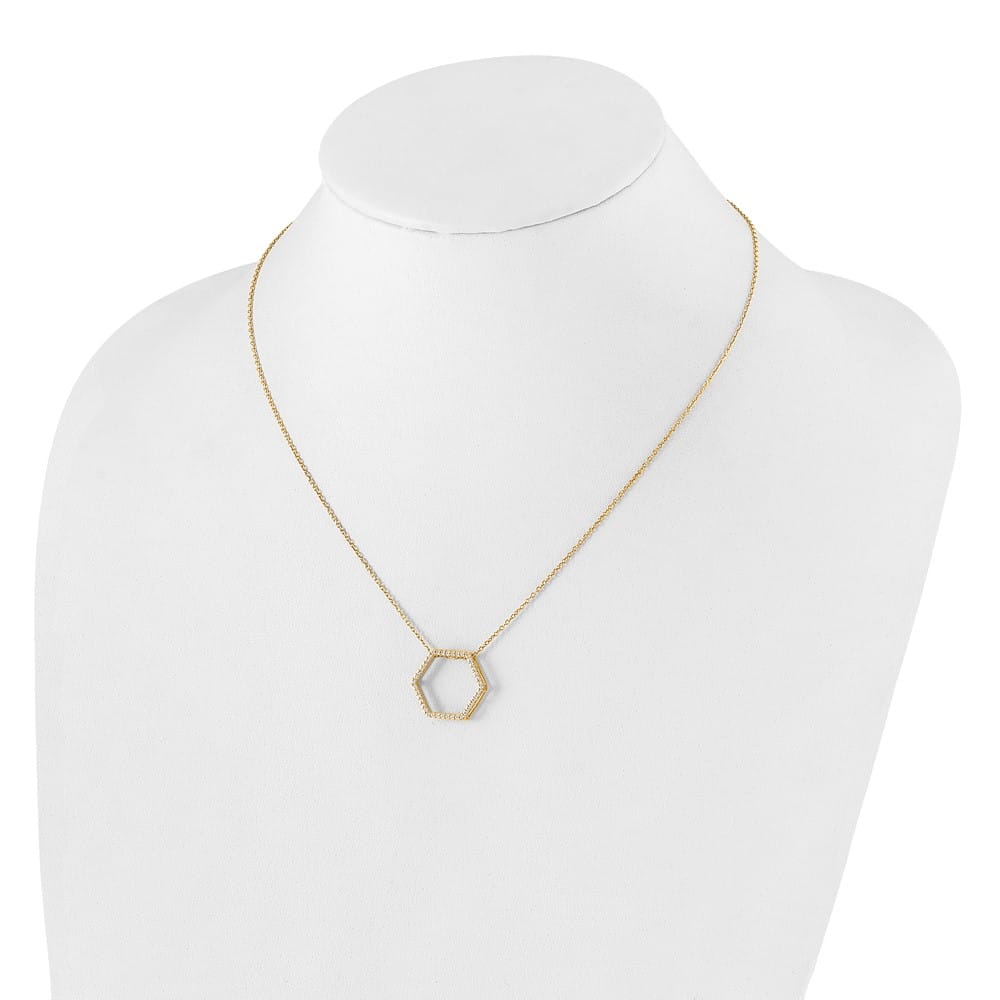 14K Yellow Gold 1/4 ct Lab Grown Diamond Hexagon 18 inch Necklace