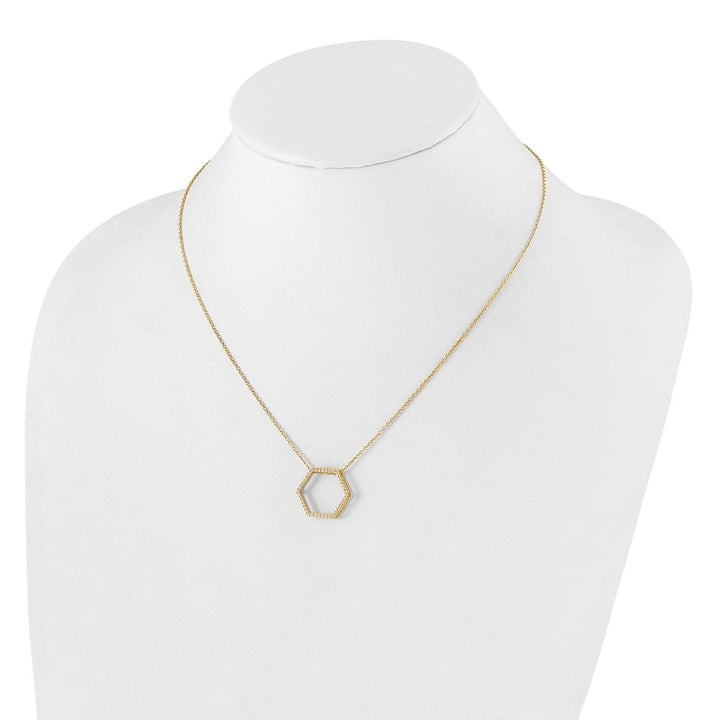 14K Yellow Gold 1/4 ct Lab Grown Diamond Hexagon 18 inch Necklace