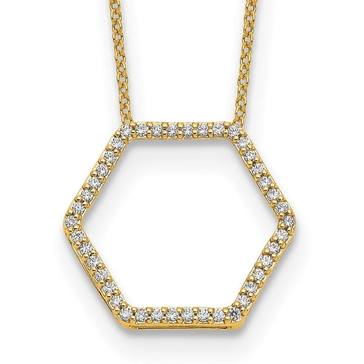 14K Yellow Gold 1/4 ct Lab Grown Diamond Hexagon 18 inch Necklace