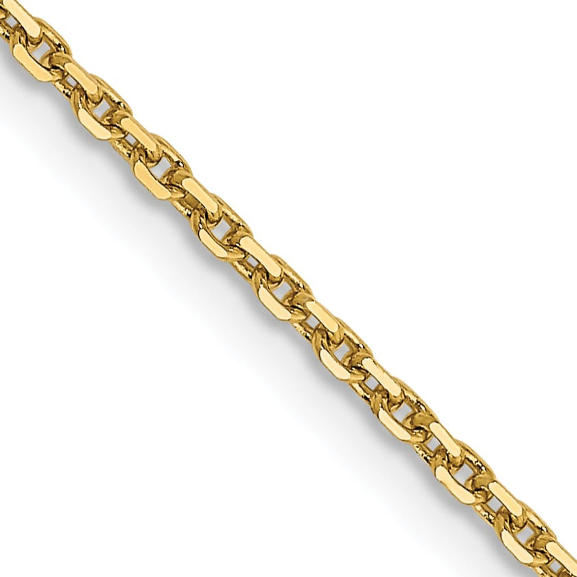 14K Yellow Gold 1.4mm D.C. Round Open Link Cable Chain 26 Inch